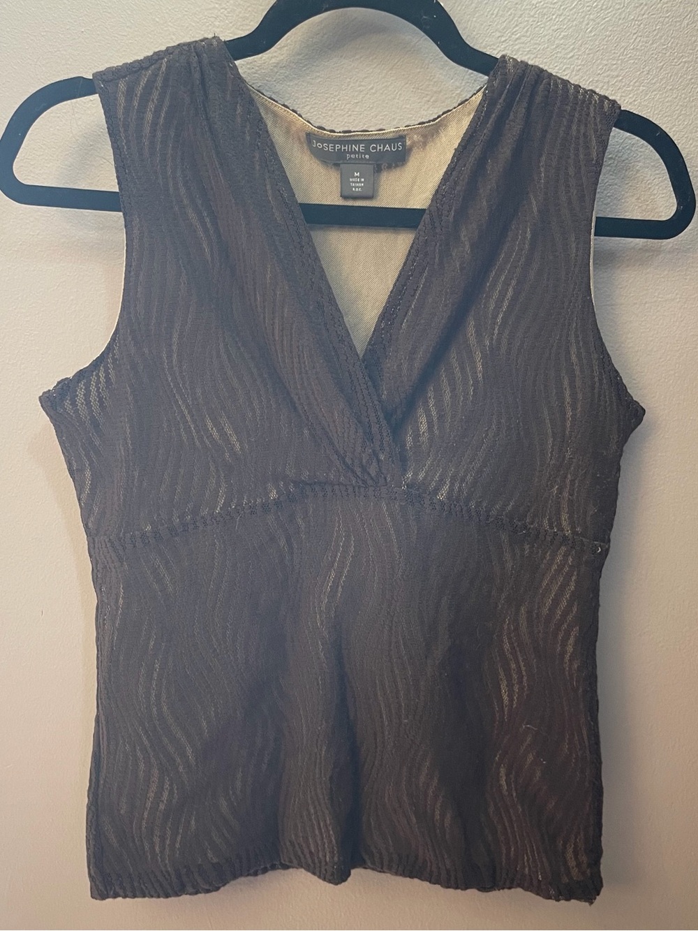 Josephine Chaus Brown Textured V-Neck Sleeveless tank Top